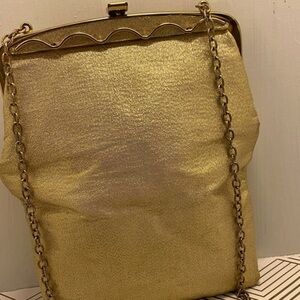 retro gold metallic shimmering evening bag